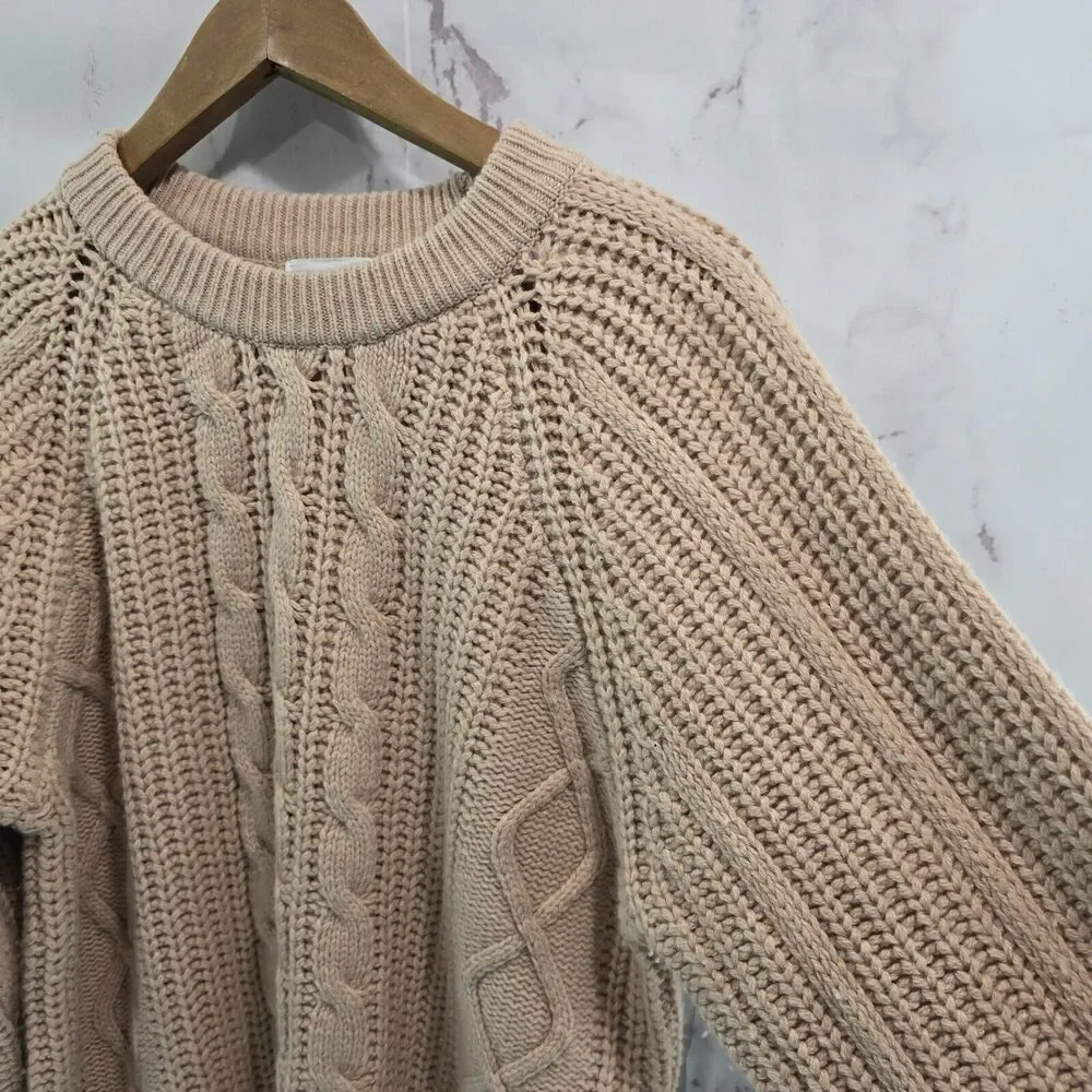 Basin + Range Sweater Womens Small Pink Wool Cable Knit Oversized Backcountry - Picture 9 of 10